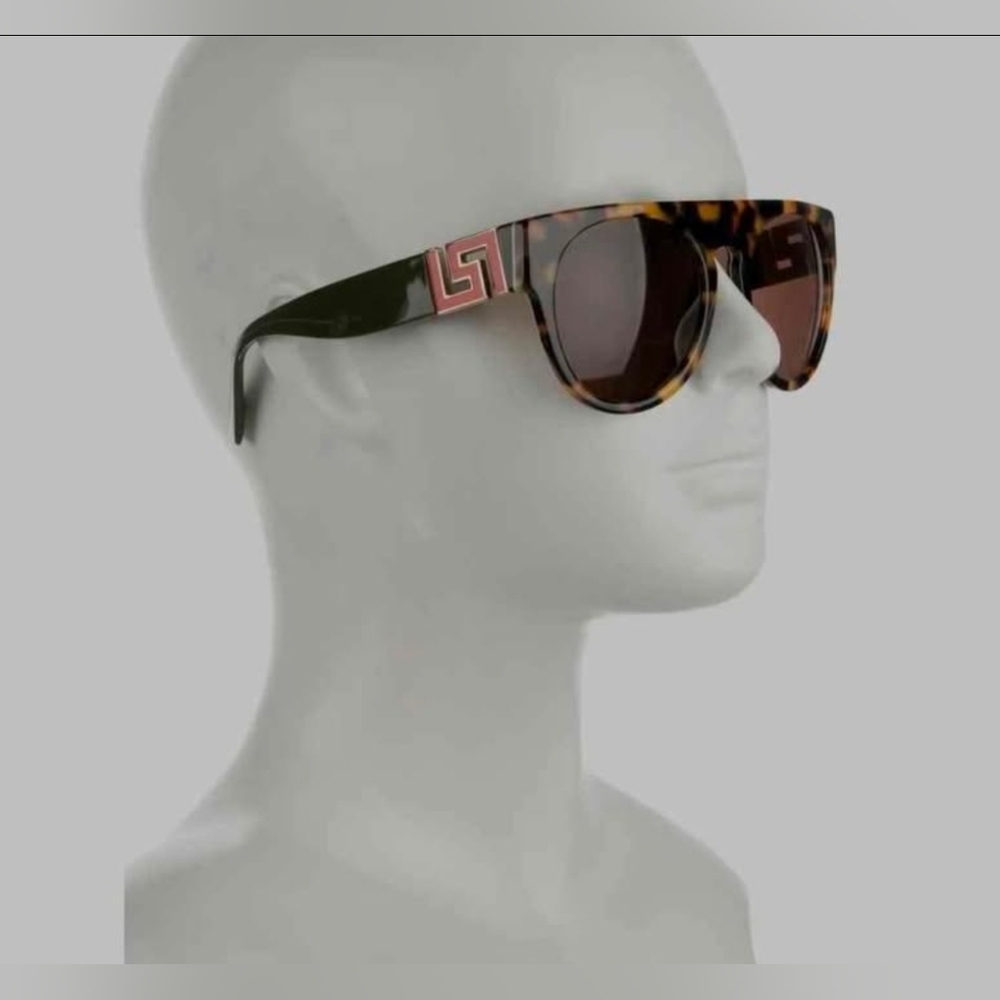 Gorgeous, Oversized Versace Sunglasses in Tortoise with Khaki Arms & Red Logo